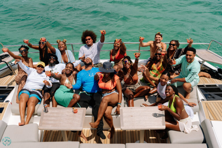 Maradona and friends toasting on a yacht party in The Bahamas