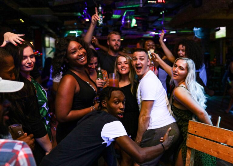 Maradona with spring breakers on a pub and bar crawl in The Bahamas